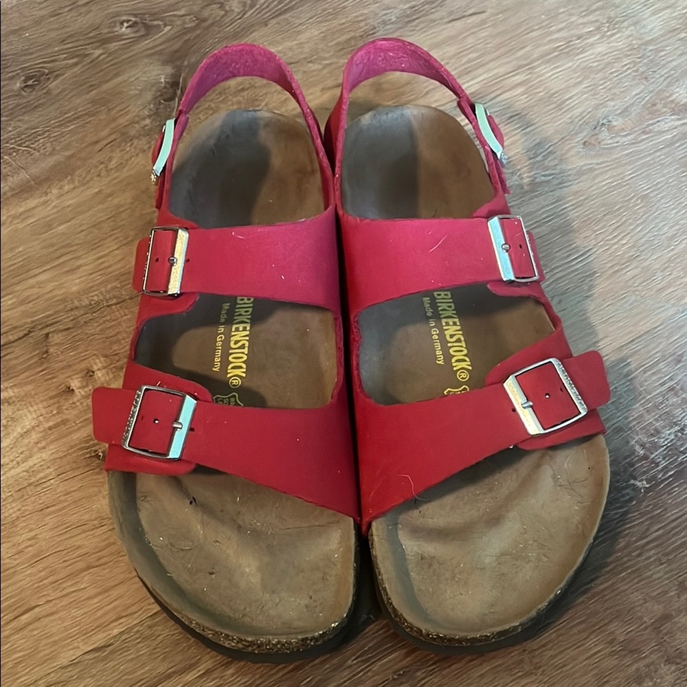 Birkenstock Cherry Red Double Strap Sandals